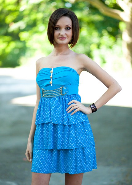 Женское летнее выскозное голубое платье
