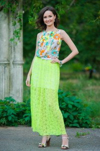 Женское летнее гипюровое салатовое платье